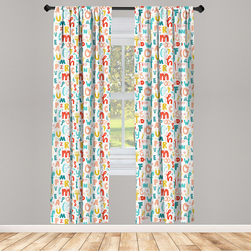 Letters Semi-Sheer Rod Pocket Curtain Panels, 28" x 95"