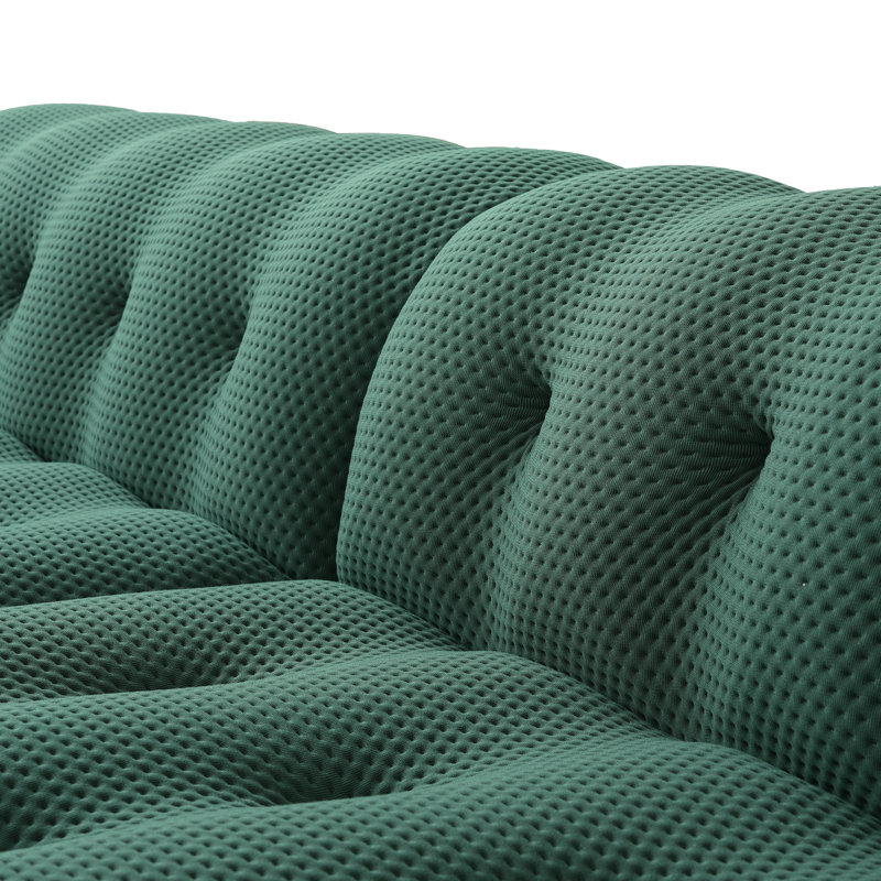 Boneless Bierce Modular Sofa, Green, 27.5”H x 102.4”W x 41.34”D