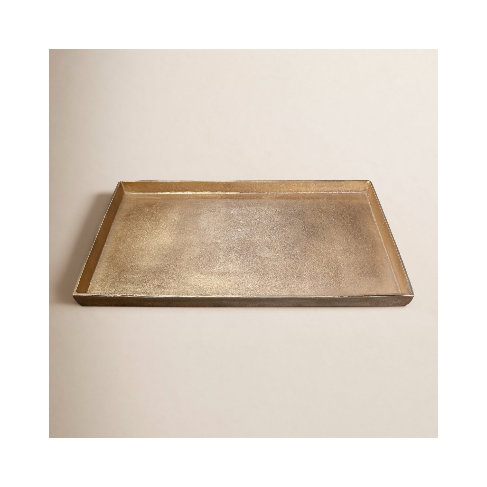 Aluminum Tray - Set of 1, 2" H x 28" W x 18" D, Brown