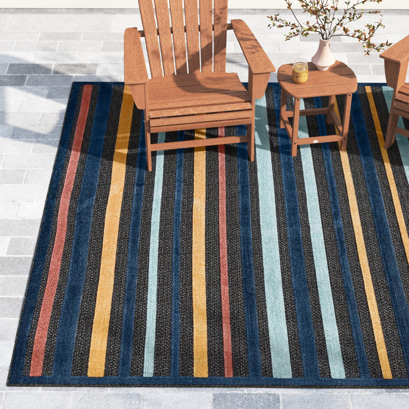 Berdy Striped Indoor / Outdoor Rug, Rectangle 9' x 12'