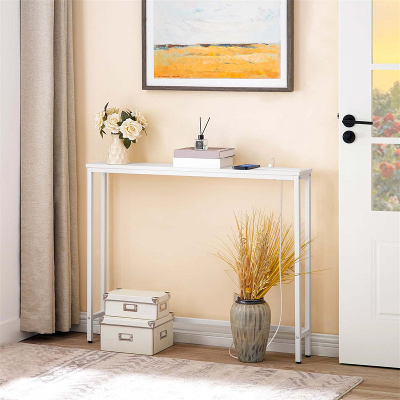 Annam 100cm Console Table, White, White