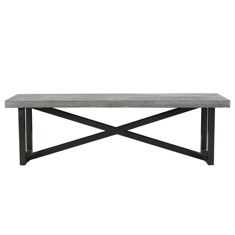 Banc en bois Cormican, H 30 po x L 35 po x l 59 po, Noir / Gris