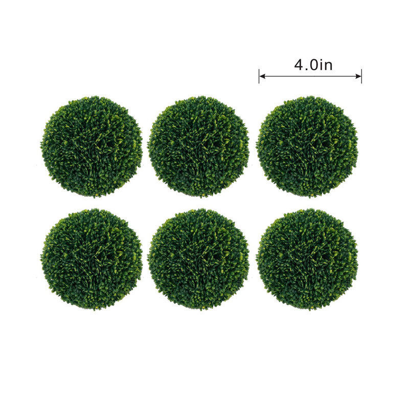 S/6 D4" Faux Boxwood Ball Bowl Filler,Green