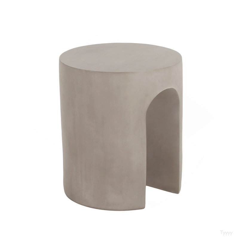 Outdoor MGO Round With U-Shape Side Table, Light Grey