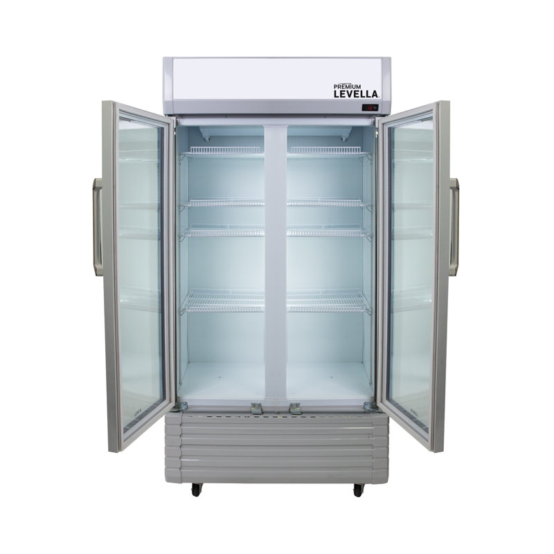 Premium 73'' Silver Smart Upright Double Glass Door Refrigerator