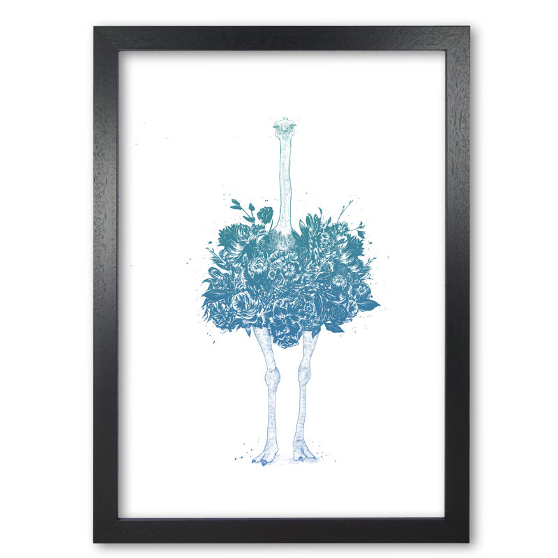 Floral Ostrich 1 Piece Wall Art, 42 cm H x 29.7 cm W x 5 cm D, Black Grain