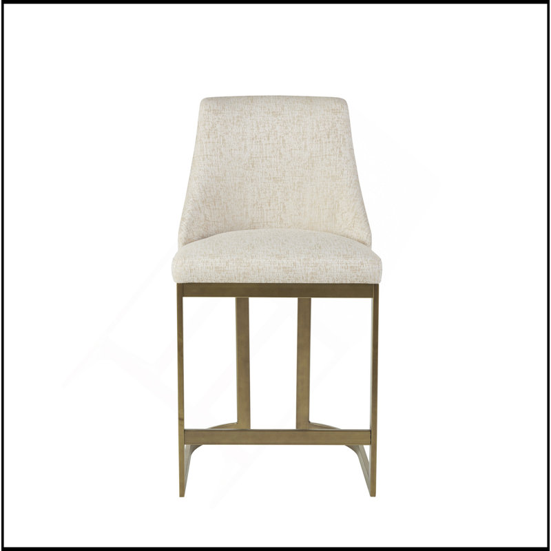 26"H Upholstered Counter Stool With Metal Base