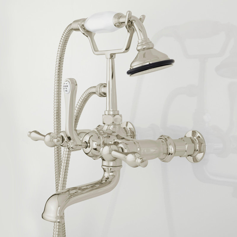 Telephone Style Wall Mounted Tub Faucet with Lever Handles, Polished Nickel