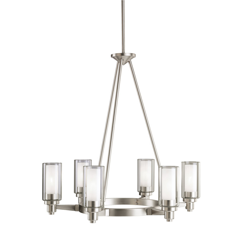 Circolo 6 - Light Wagon Wheel Chandelier, Brushed Nickel