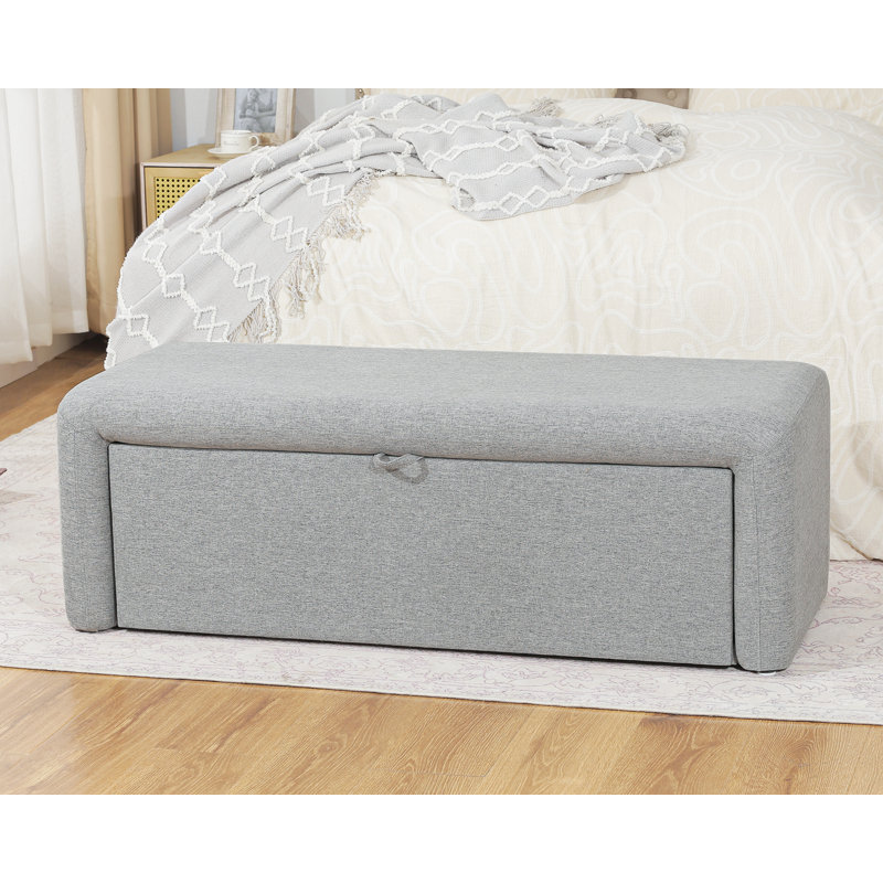 48" Side-opening Storage Ottoman Bench, Gray