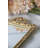 15” Vintage-Inspired Mirror Tray with Ornate Gold Handles, Decorative Polyresin Accent Tray for Vanity, Tabletop, or Centerpiece Display 