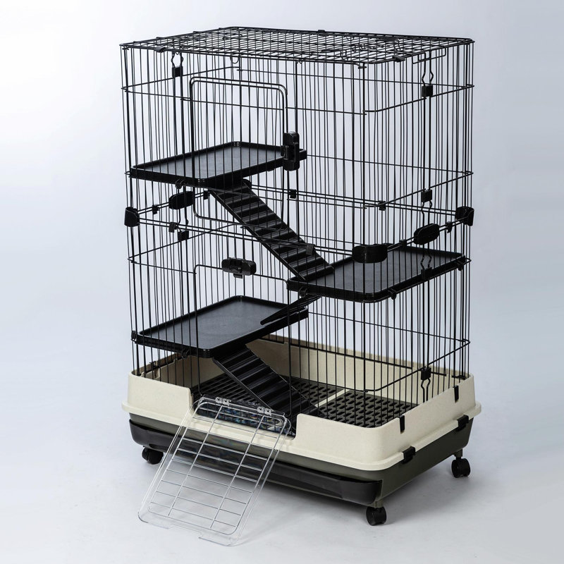 Cage avec rampe Ajaycia, Noir, H 43,3 po x l 32 po x P 21 po