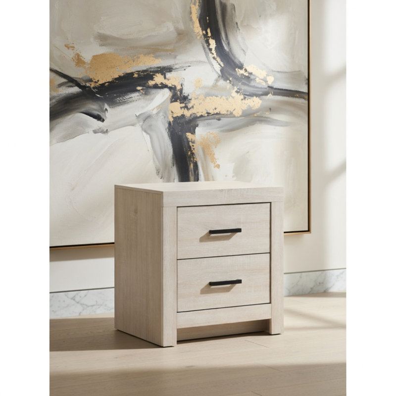 Table de chevet 2 tiroirs Brantford, Blanc