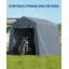 Espace de rangement extérieur robuste pour l'extérieur 6 x 6 x 7 pi - Tente d'auto imperméable et résistante aux rayons UV - 2 portes à fermeture à glissière, ventilation - Garage portatif pour moto, vélo, outils - Double gris-126322468