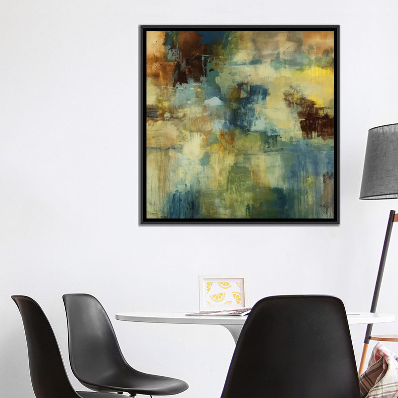 « horizoner ii », impression sur toile, H 18 po x l 18 po x P 1,5 po, Toile avec cadre noir, Pas de tapis