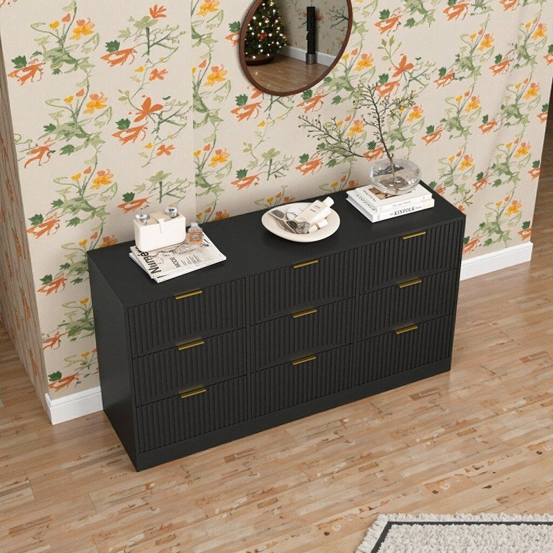 Armoire de rangement à 63 tiroirs en bois avec commode 9 tiroirs, Noir