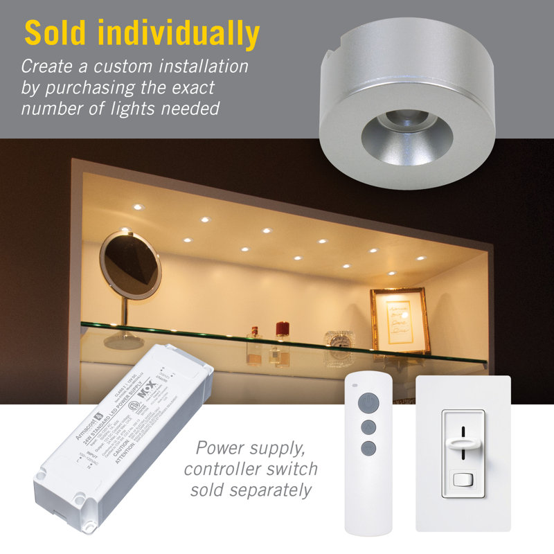 Armacost Small Silver Aluminum Dimmable LED Puck Light