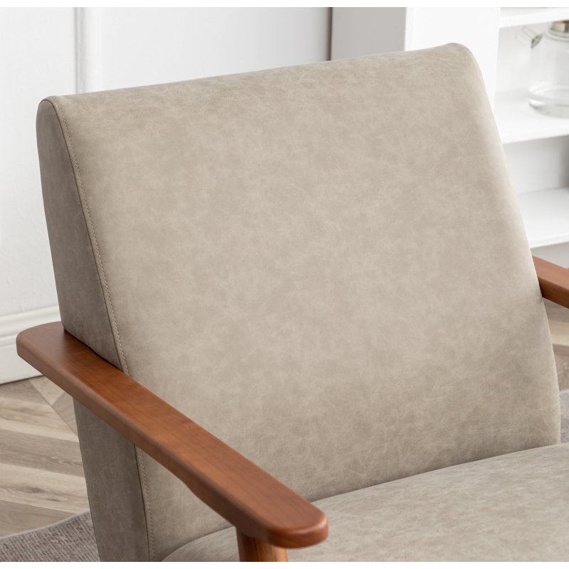 Andablo Upholstered Armchair, Beige Faux Leather