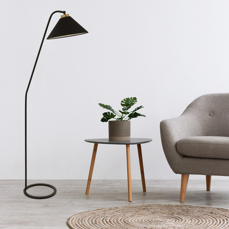 Luro Modern Floor Lamp with Metal Body, Black Finish, 61.0 inches Tall | E27 Socket, Max 60 Watts | Durable Electrostatic Oven Dried Paint | Stylish Lighting for Living Room, Bedroom, Office & Contemporary Spaces