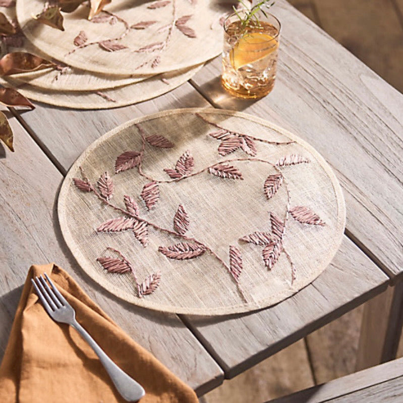Abaca Round Placemats, Brown
