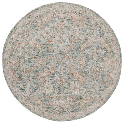 Zenaida Hand Tufted Wool/Cotton Oriental Rug in Teal/Green