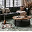Round Wooden Coffee Table Set, Large Rolling Coffee Table with Storage Drawer and Open Shelf, Modern Living Room Coffee Table with Matching Side Table
