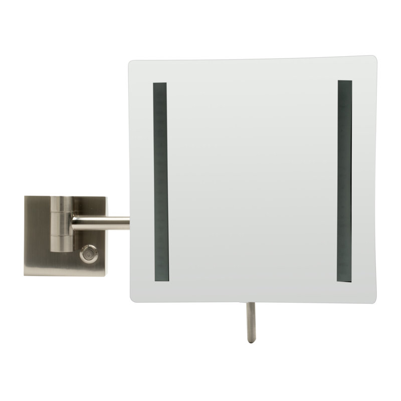 Miroir de maquillage/rasage lumineux sans cadre à fixation murale, Nickel brossé