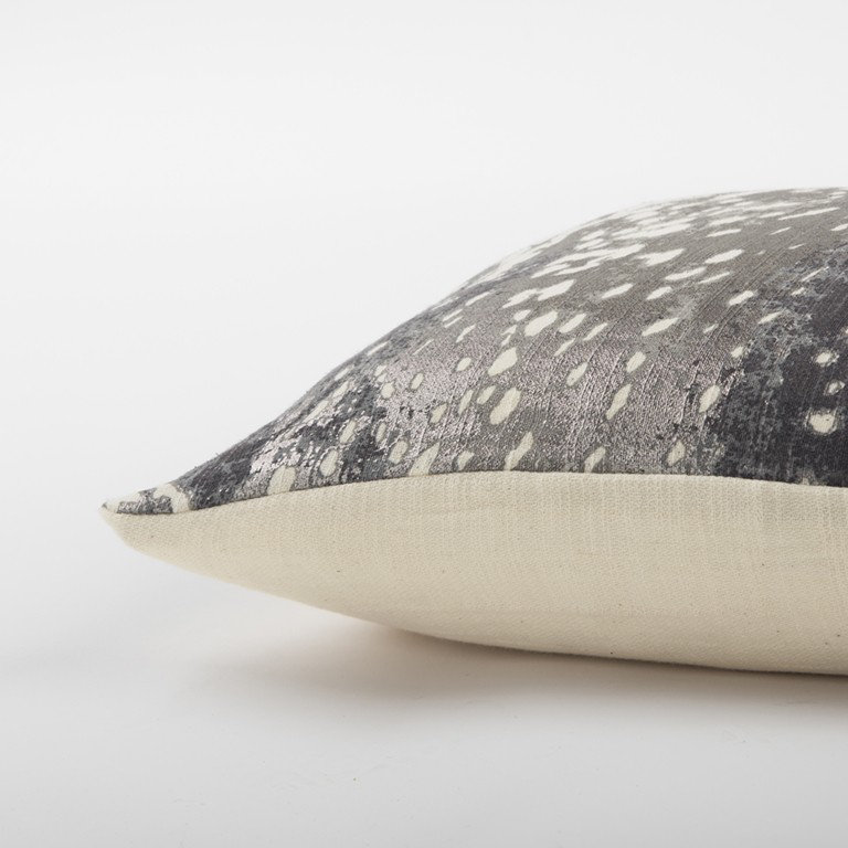 Grey Silver Metallic Abstract Pattern Lumbar Pillow