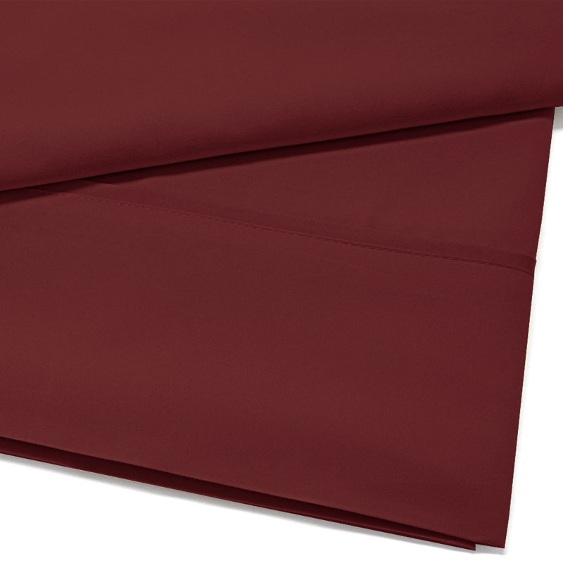 Single Flat/Top Sheet Only, Ultra Soft Double Brushed Microfiber, Burgundy, Queen Flat Sheet