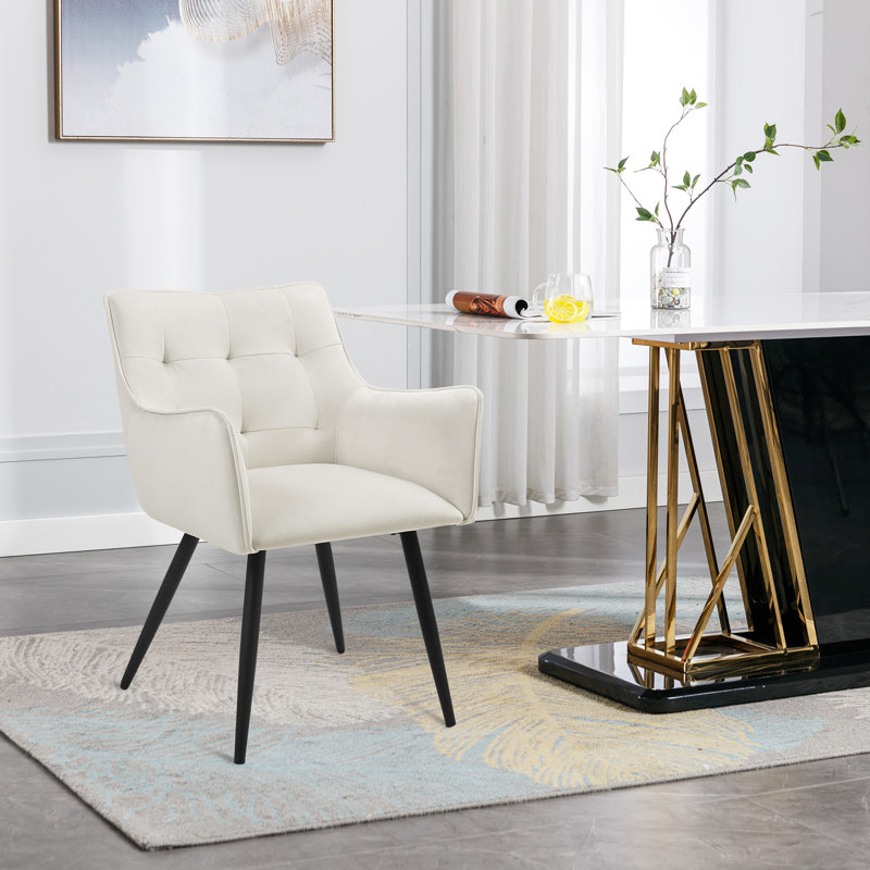 Mbolu 46.5 cm H Velvet Armchair, Cream
