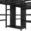 Lit mezzanine simple au-dessus d'un lit simple en métal avec bureau double, armoire et tablettes avec prise électrique pour économiser de l'espace et réduire le bruit, noir