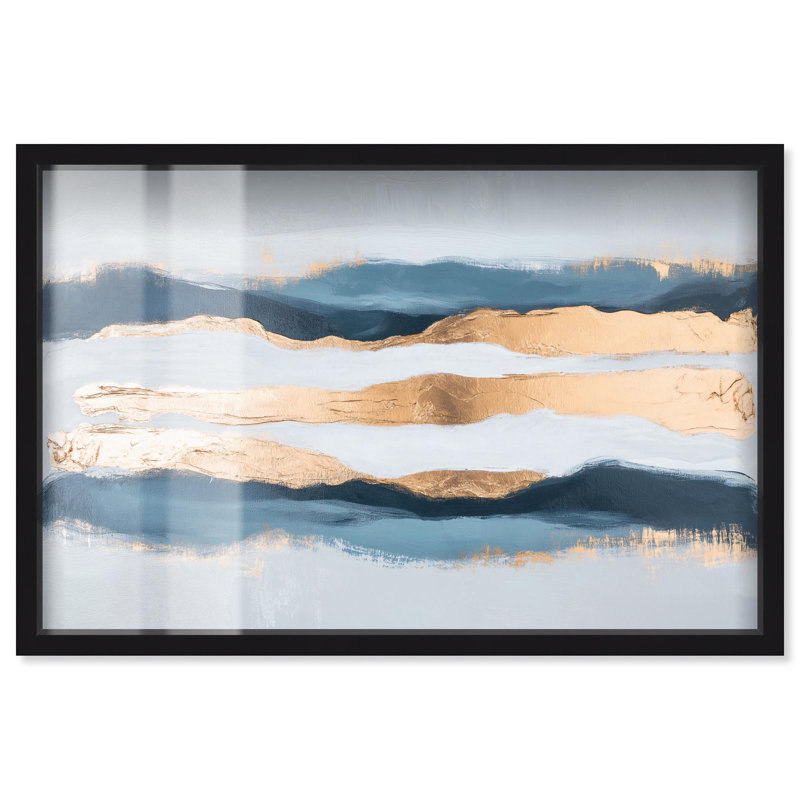 «Blue Ridge II Shadowbox», art mural bleu par Art Remedy, H 11 po x l 16 po, Noir