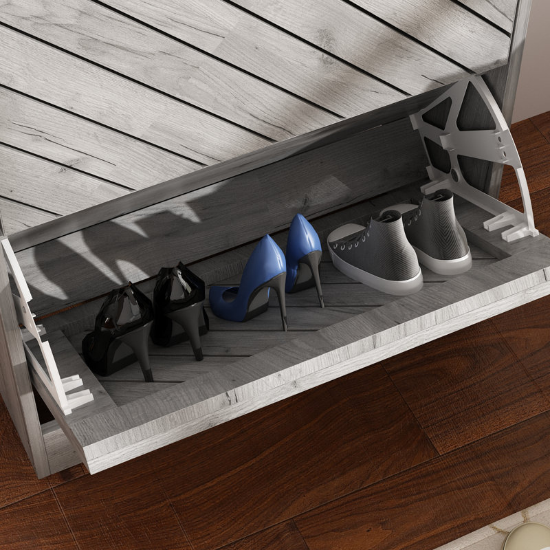 12 Pair Shoe Storage Cabinet, Gray