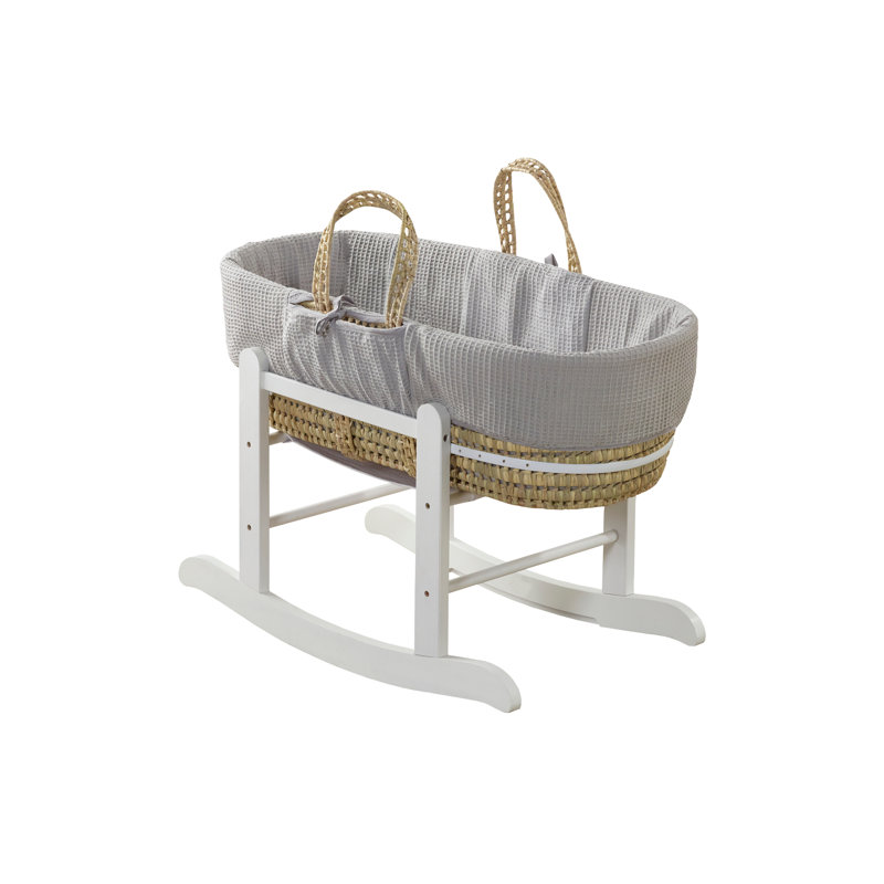 Moses Basket With Stand with Mattress, White, Grey