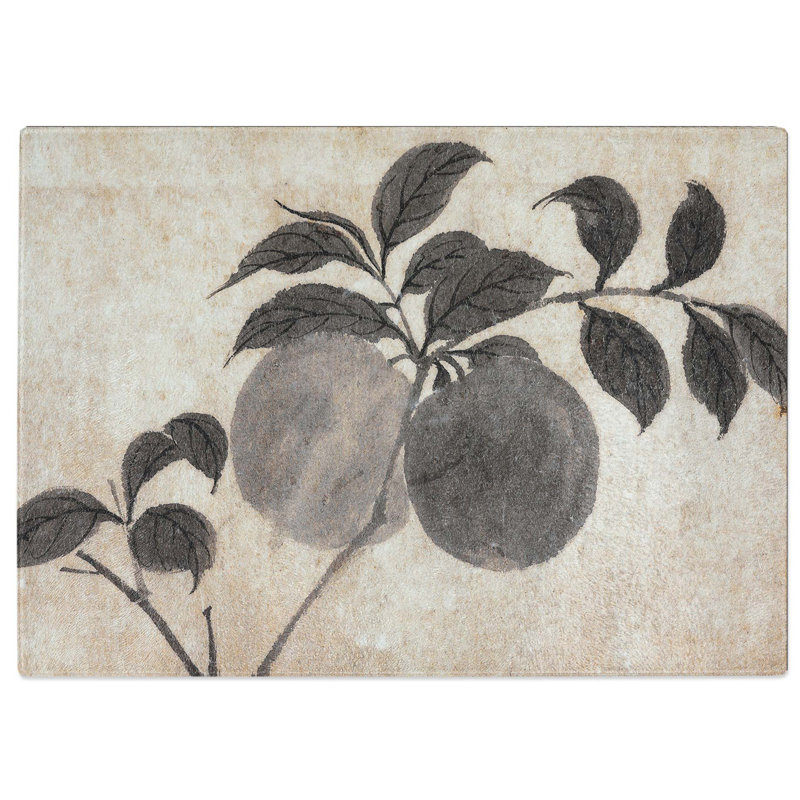 Tempered Glass Tree Bearing Fruit by Shen Zhou Cutting Board, 28.5 cm W x 20 cm L