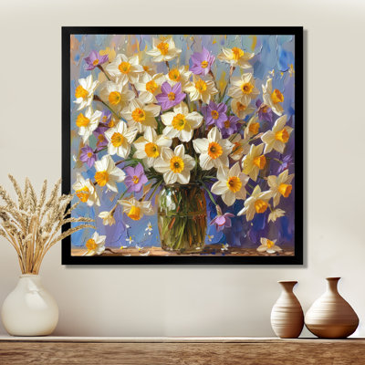 Blanc, jaune, beauté royale, jonquilles - jonquilles, salon d'art mural