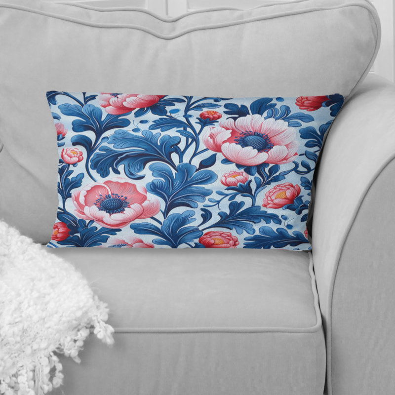 Coussin lombaire traditionnel - bleu et rose