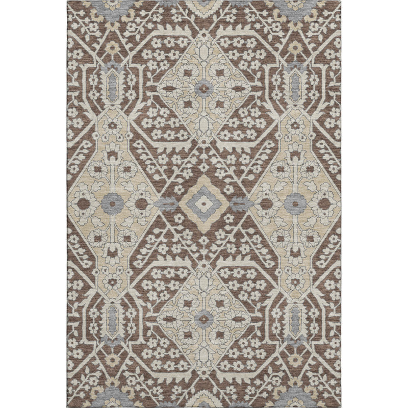 Premium Machine Washable Prisco Chocolate Rug, Rectangle 9' x 12'