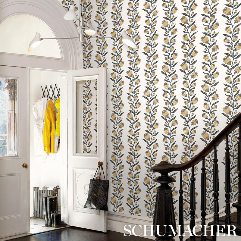 Schumacher x Marian Mcevoy Thistle Vine Wallpaper, Black/Gold