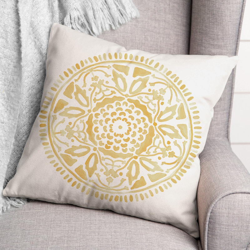 Housse et insert de coussin extérieur d'extérieur, Jaune, Floral 3