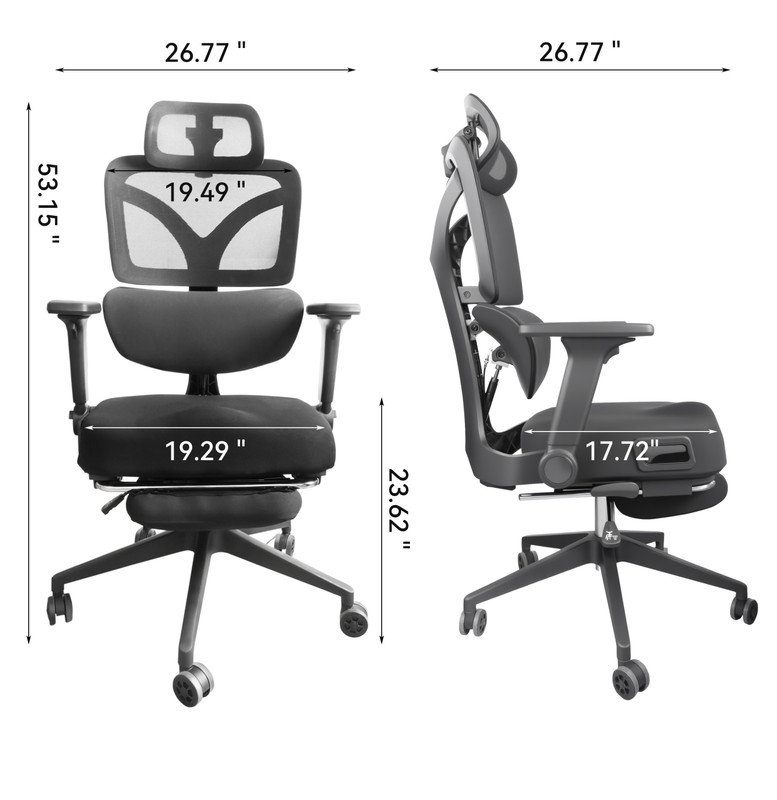 Chaise de bureau ergonomique Zero Gravity, inclinaison à 145 ° avec appui-tête 3D et soutien lombaire à 4 positions, siège en filet respirant pour la maison / le travail / les jeux