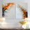 «Flowers Whispering in the Wind - Orange Floral», impression surdimensionnée de 2 panneaux muraux en métal