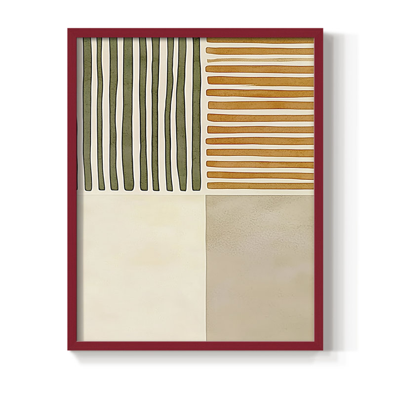 Impression abstraite encadrée CXV - prête à être suspendue - fabriquée aux États-Unis, H 29 po x l 23 po, Rouge