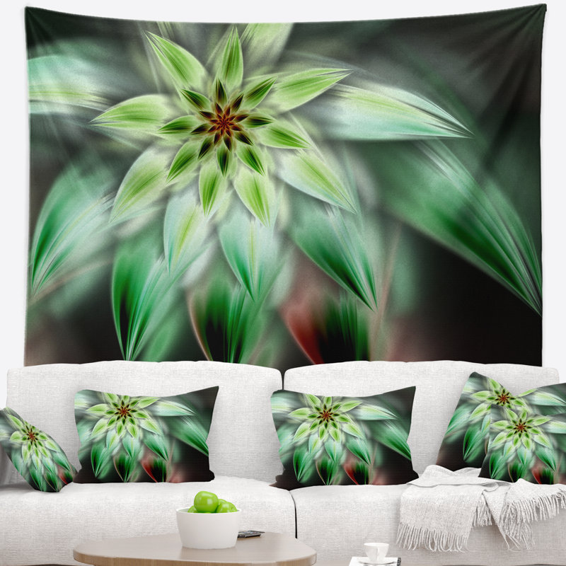 Tapisserie artistique floral vert floral, H 68 po x l 80 po