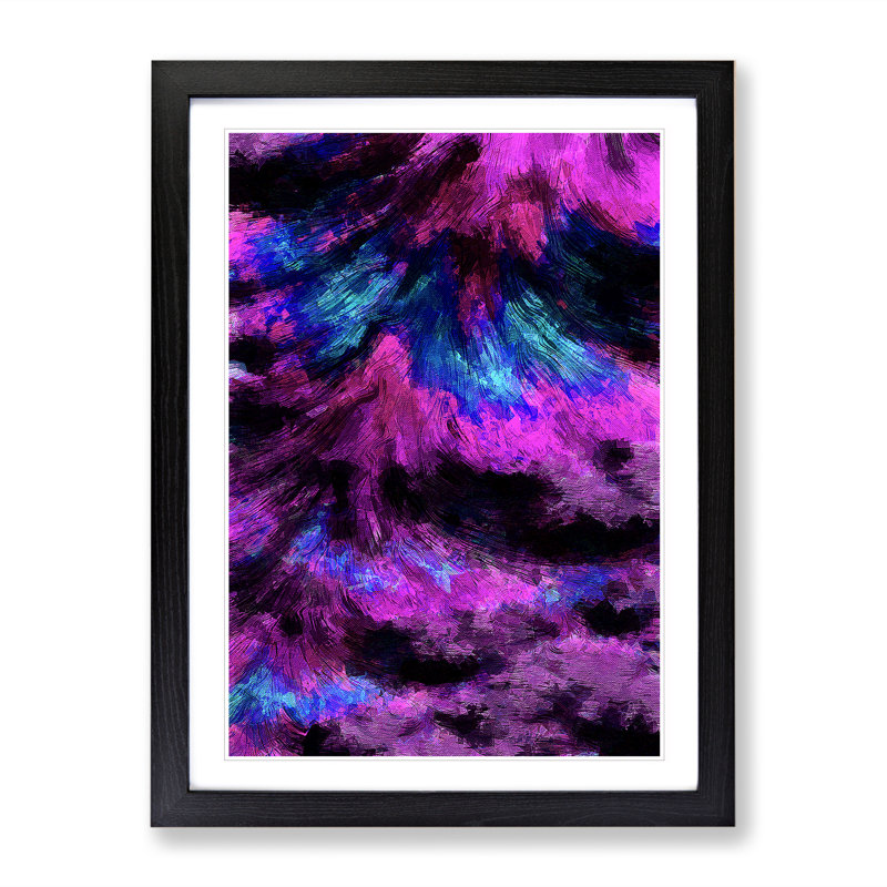 Flourish Abstract - Single Picture Frame Print, Black, 64cm H x 46cm W