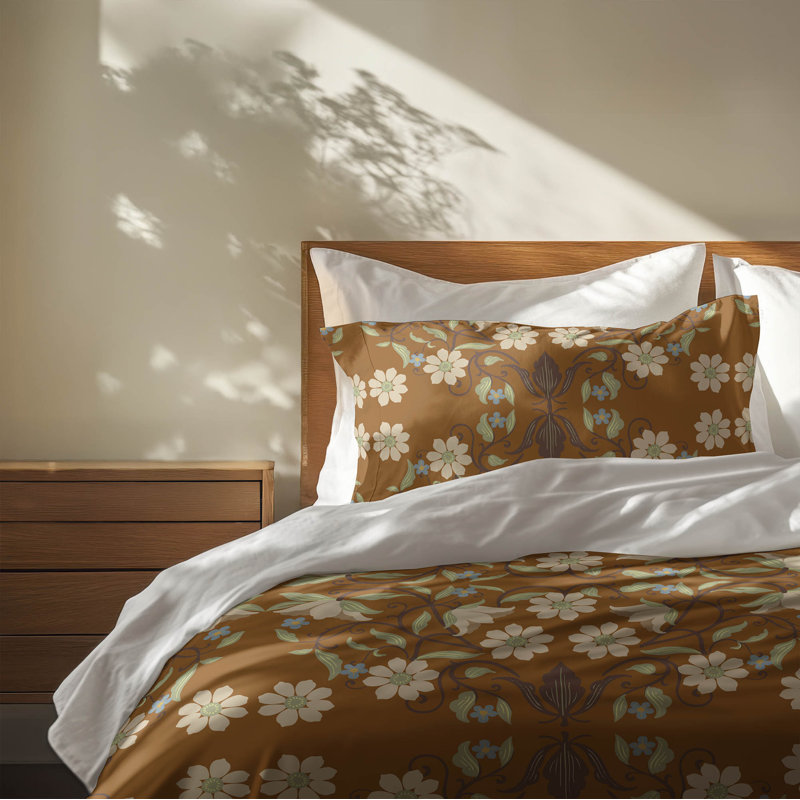 Ensemble d'édredon décoratif léger Millie, Édredon simple + 2 taies d'oreiller standard, Brun