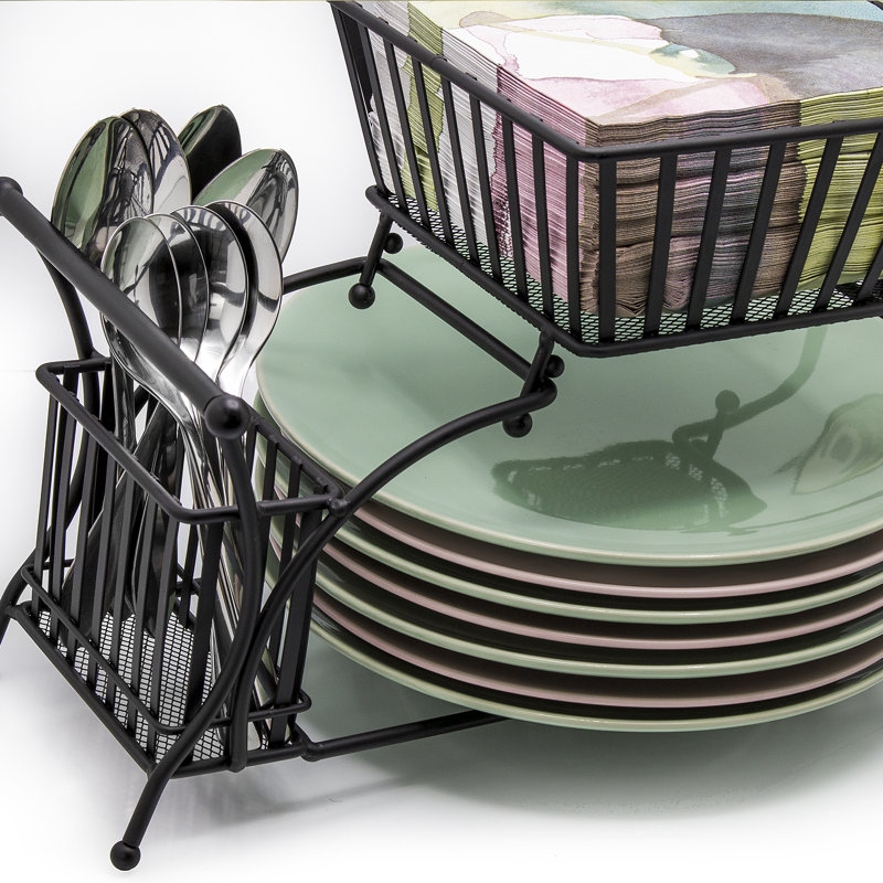 Sorbus 4 Section Multi-Functional Outdoor Buffet Utensil Caddy, Black