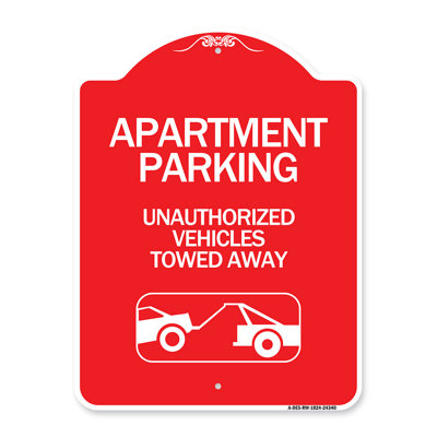 Signmission Designer Series Sign - Apartment Parking - Unauthorized Vehicles Towed Away (With Car Tow Graphic)/24340