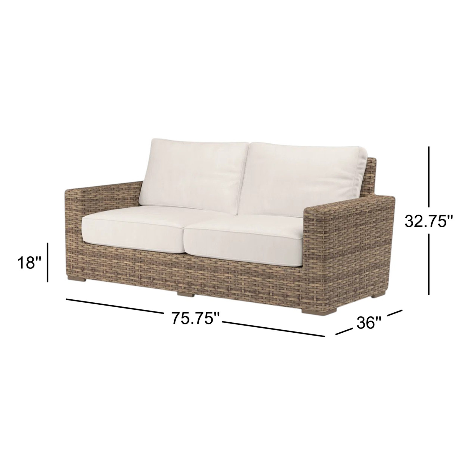 Havana 76" Sunbrella® Patio Loveseat, Canvas Natural Sunbrella® Canvas