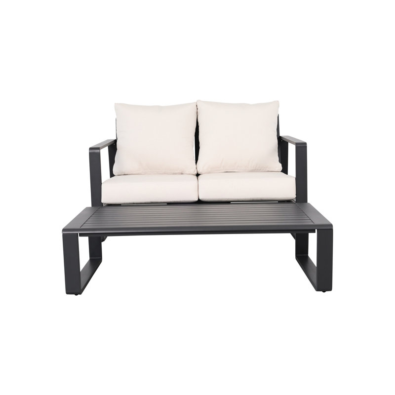 Ensemble de tables basses doubles et rectangulaires, Yb15052, coussins beiges, aluminium, accessoire de décoration intérieure Home